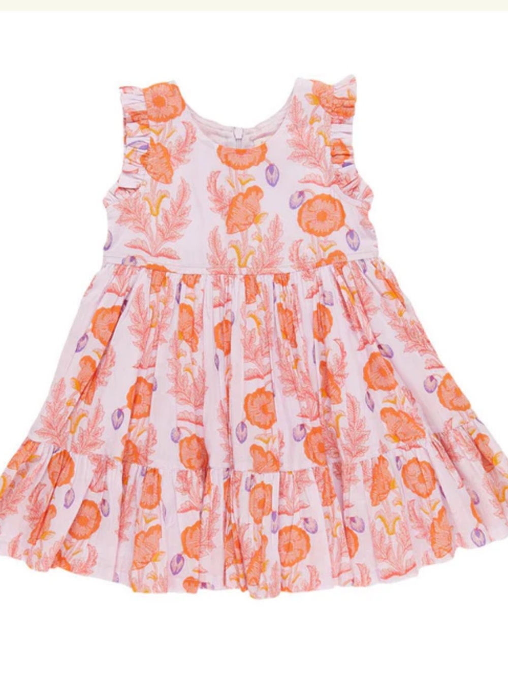 Pink Chicken Kelsey Dress Girls 6Y Purple Orange Floral Tiered Ruffle